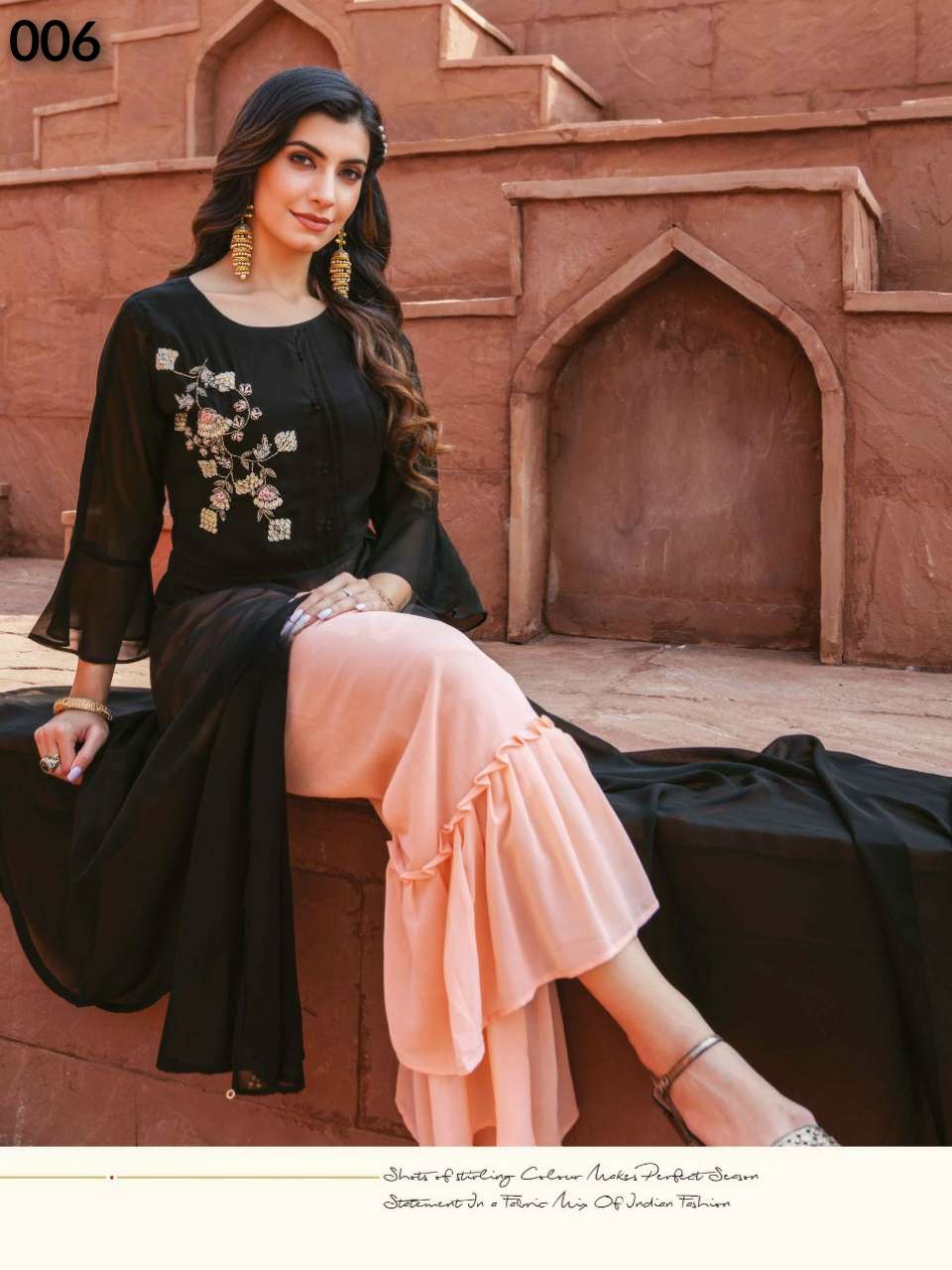 S3forever-Desi Kudi-Handwork-Zardosi-Fox-Georgette-Kurti- Bottom-Dupatta-006-C